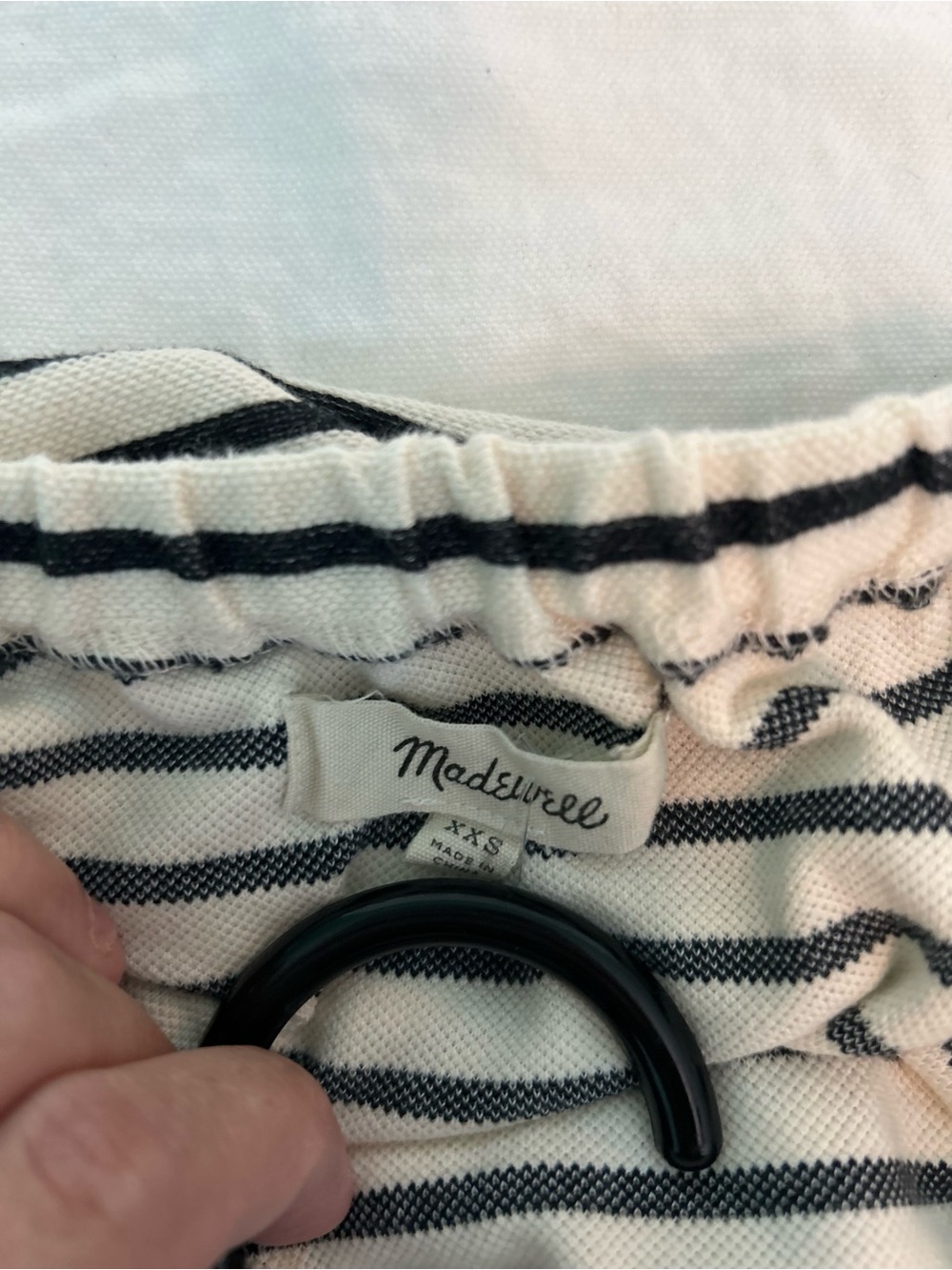 Madewell Melody Striped Off the Shoulder Drawstring Top XXS Coastal Preppy - Picture 7 of 8